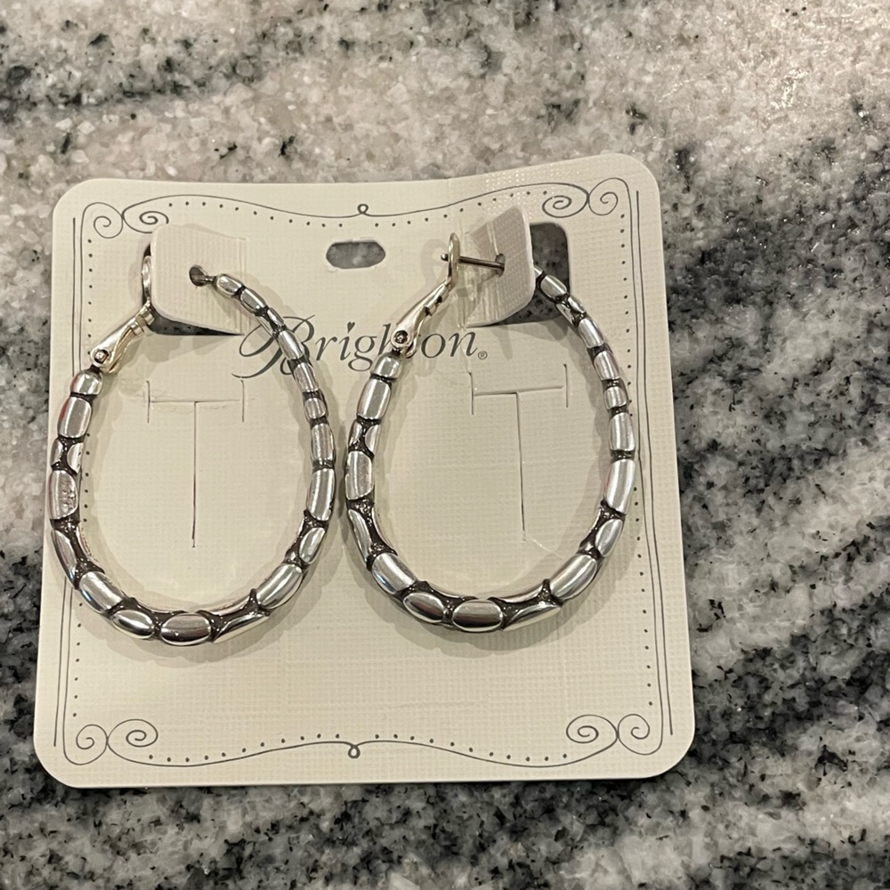 New Brighton earrings. Silver hoops oval shape.  Never worn.